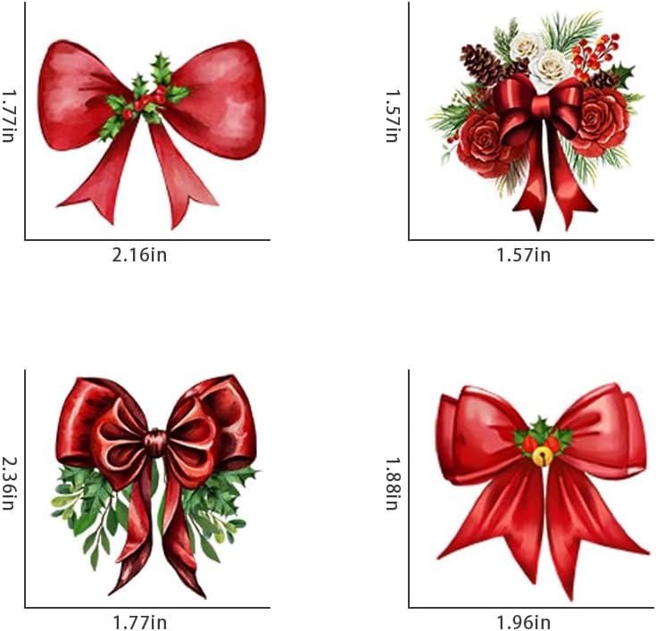 iMagitek 53 Pieces Christmas Decorative Bows Stickers for Crafts Scrapbooking Bottle Cup Waterproof Christmas Decals for Ornament Xmas Ball Window Stickers - Image 2